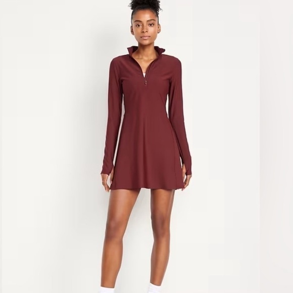 Old Navy Dresses & Skirts - Old navy active power soft size small petite long sleeve maroon dress